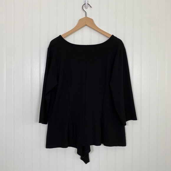 Eloquii Womens Top Size 20 Asymmetrical Hem Vneck Popover Ruffle Office Neutral - Picture 11 of 14